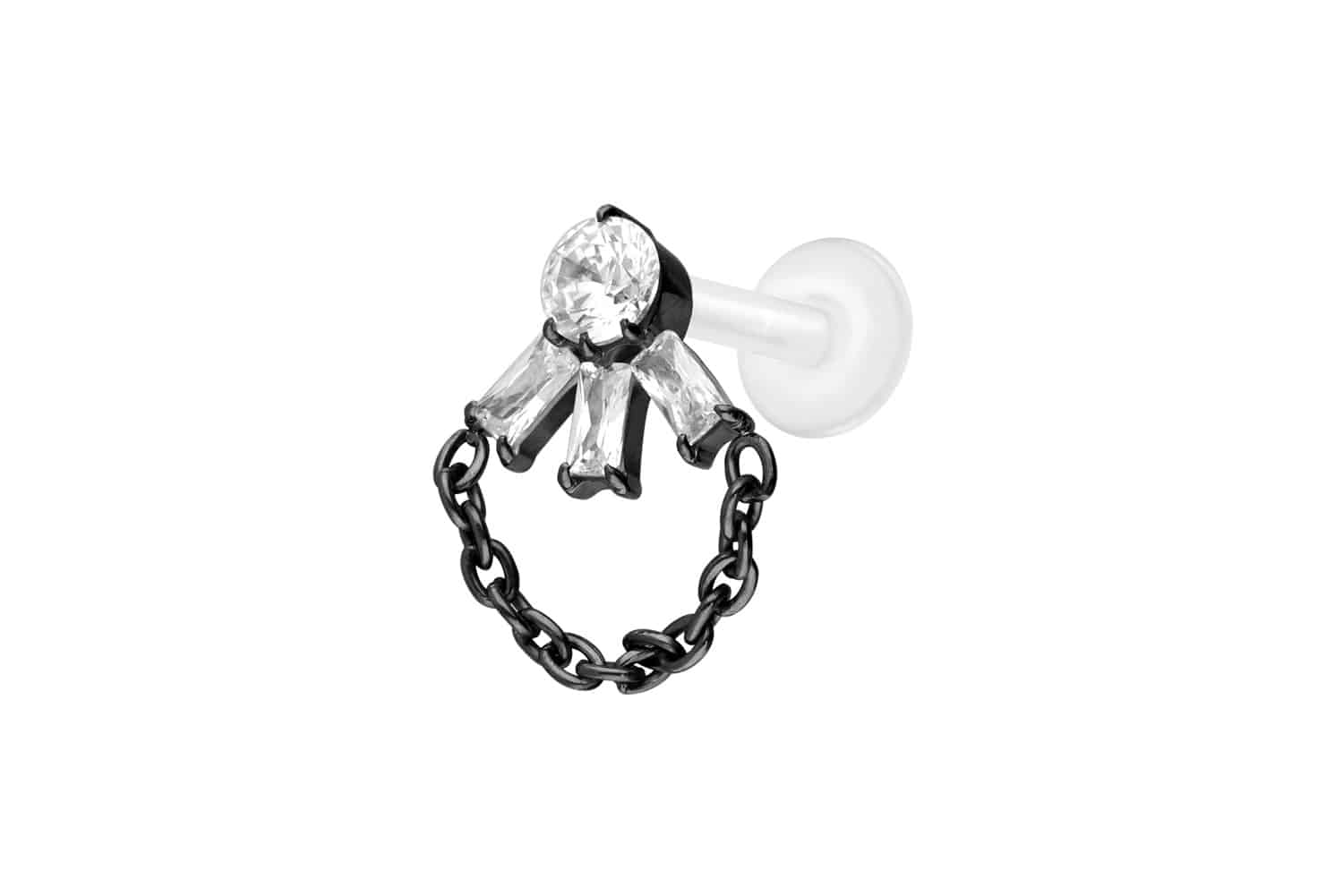 PTFE Labret Piercing mit Innengewinde + Titan-Aufsatz LOTUSBLÜTE + KETTE